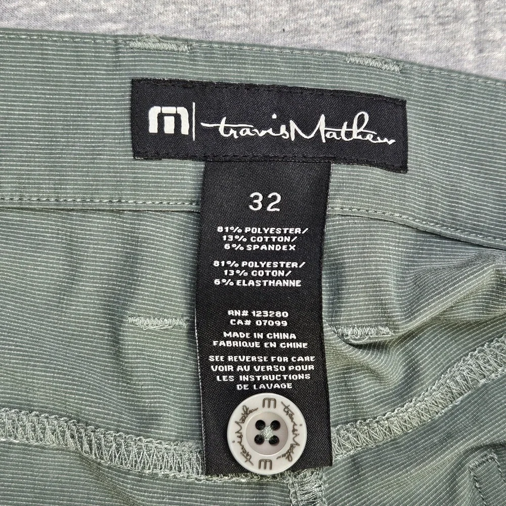 TravisMathew Open to Close Pants Mens 32 Sage Green Stretch Golf Trousers